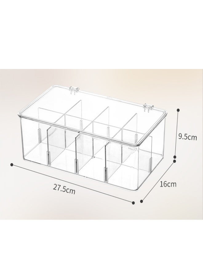 Clear Tea Bag Divided Storage Organizer, Tea Bag Holder Container Box With Lid, Suitable for Cabinet, Countertop, Hold Coffee Pods, Seasoning Packets, Condiments, 8 Sections - Image 3