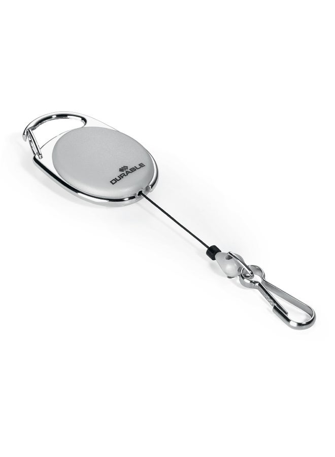 Durable Oval ID Badge Holder with 80cm Lanyard | Metal Clip & Snap Hook, 35×65mm Plastic Reel, 120mm depth, Made in Germany — secure, lightweight id badge holder for staff and events