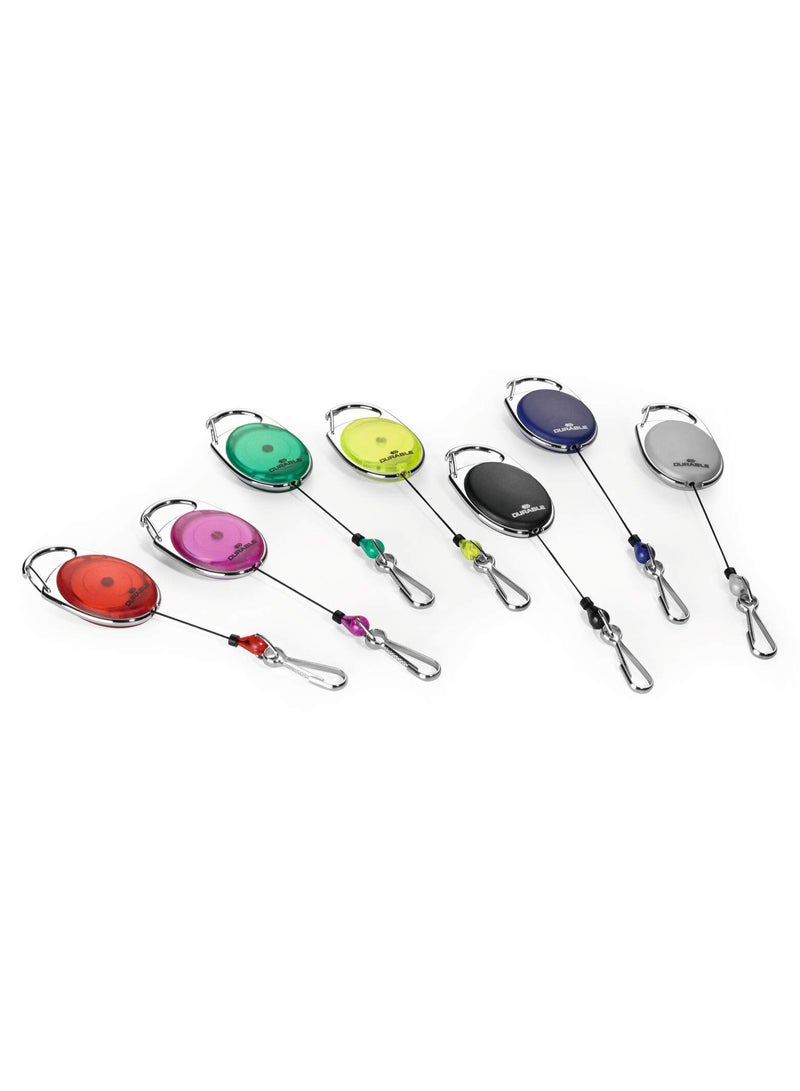 Durable Grey Retractable ID Badge Holder with 80cm Zipper Cord Reel for Keys and Access Cards - Image 2