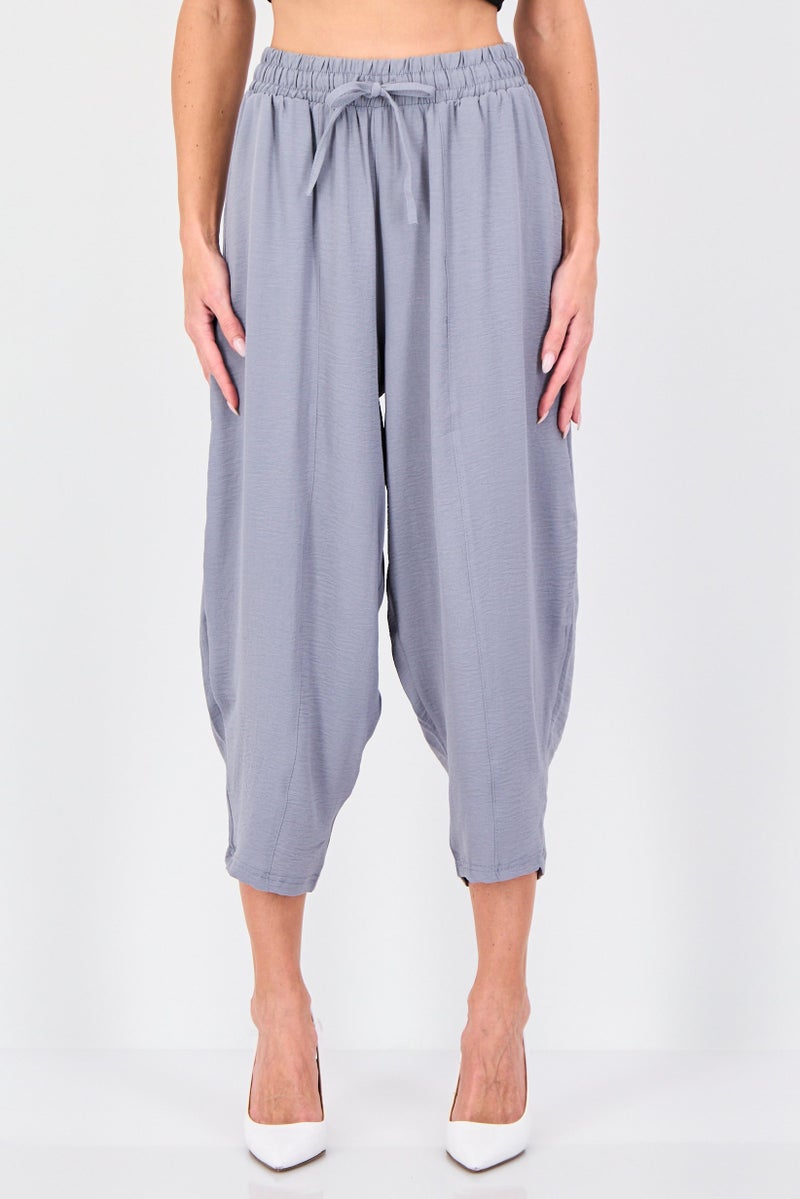 BIG DART Women Regular Fit Plain Crop Pants, Grey - Image 1