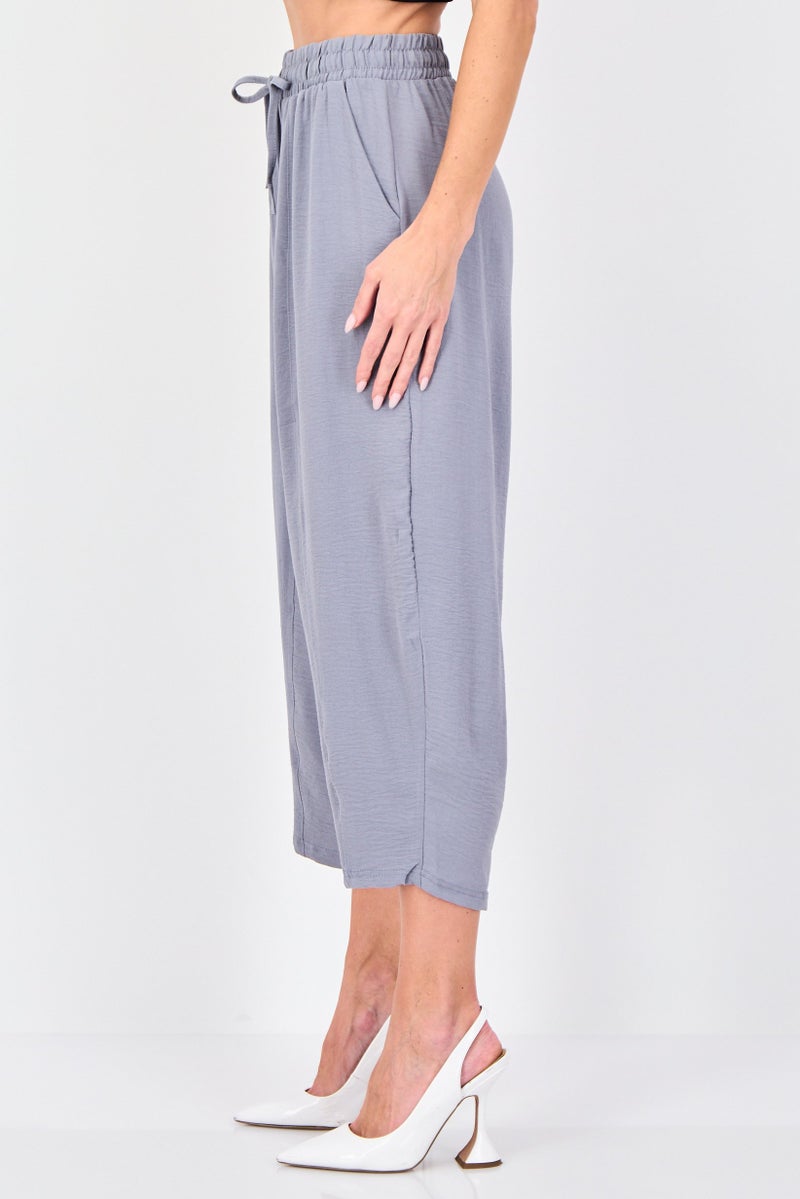 BIG DART Women Regular Fit Plain Crop Pants, Grey - Image 2