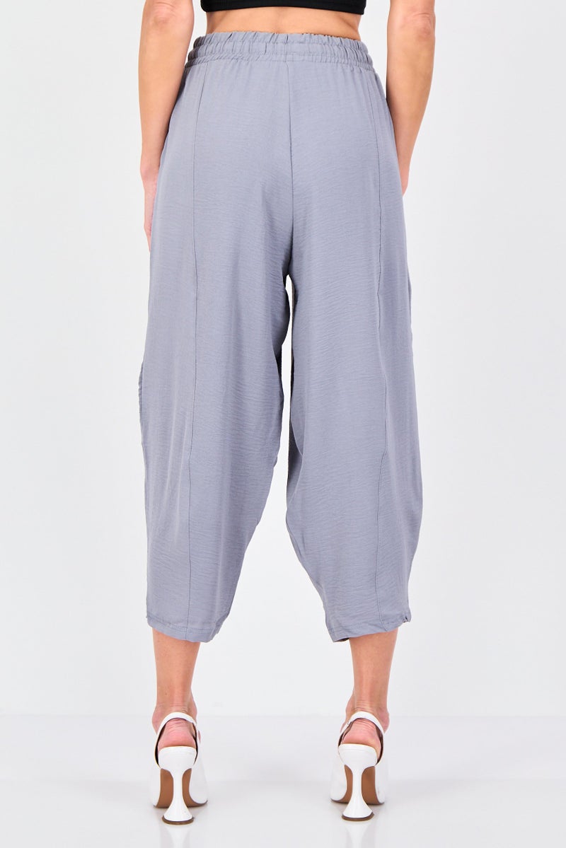 BIG DART Women Regular Fit Plain Crop Pants, Grey - Image 3