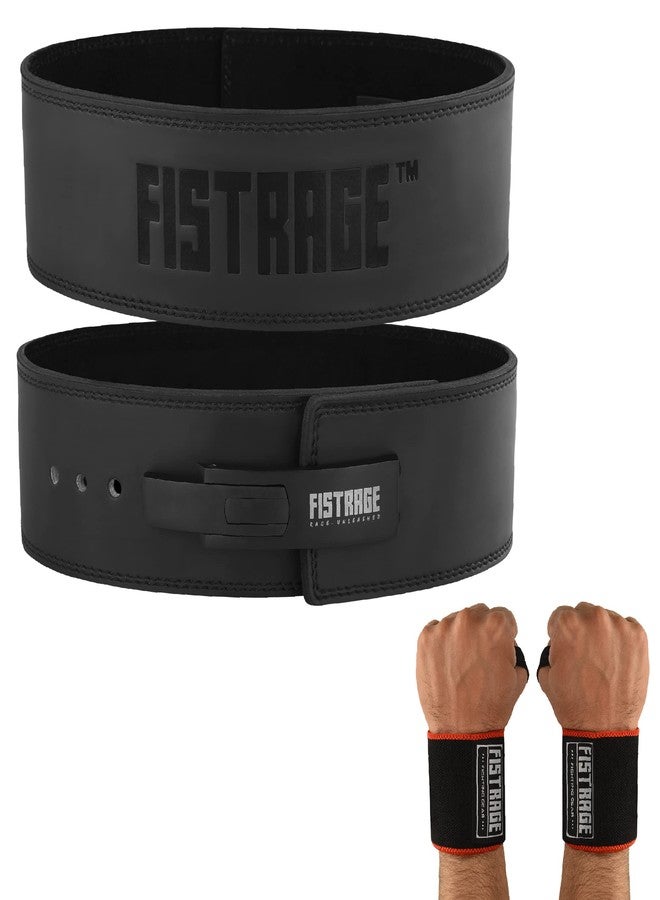 FISTRAGE FR FISTRAGE Lever Buckle Weight Lifting Leather Black Belt Gym Back Support for Men & Women Training Fitness Exercise for Tough Workouts | Power Lifters | Supports Lumber Lower Back (X-Large, Black) - Image 1