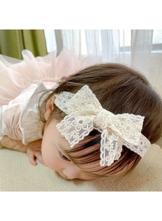 BBTDIN Baby Girls Lace Headband Infant Baptism Hair Band Toddler Lace Bow Headwraps BBG26 (2 Pcs-Set A) - Image 2