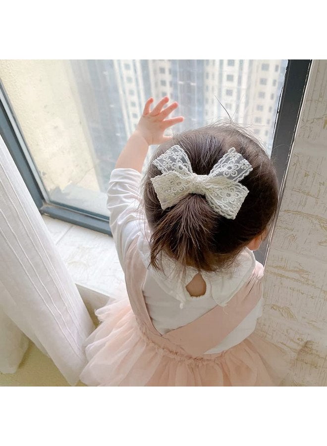 BBTDIN Baby Girls Lace Headband Infant Baptism Hair Band Toddler Lace Bow Headwraps BBG26 (2 Pcs-Set A) - Image 3