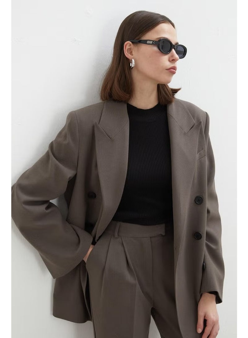 Manuka Oversize Double Breasted Blazer Jacket Mink - Image 1