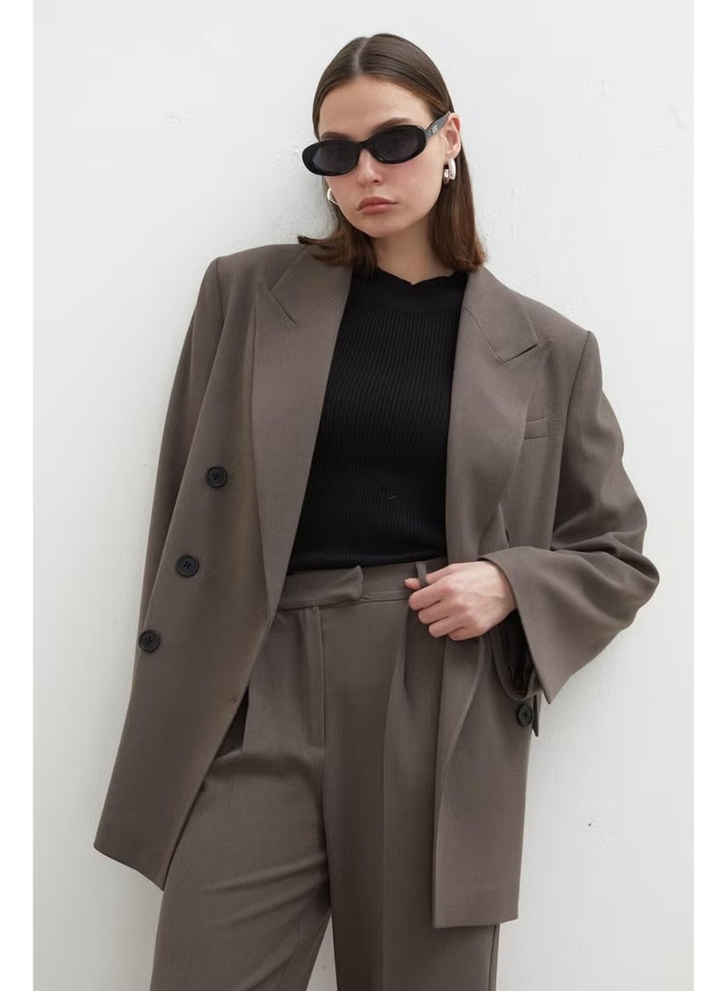 Manuka Oversize Double Breasted Blazer Jacket Mink - Image 3