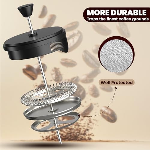 Utopia Kitchen 12 Ounce 0.35 Liter French Press Coffee Maker, Tea Maker, Travel Coffee Presses, Heat Resistant Thickened Borosilicate Coffee Pot for Camping Travel Gifts, Black Pack of 1 - Image 5