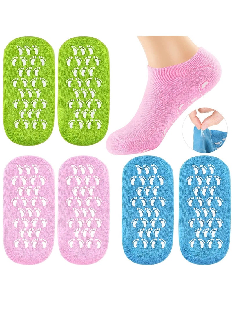 Excefore Moisturizing Socks, 3 Pairs Soft Gel Socks Spa Foot Socks, Lotion Socks, Cracked Feet Skin Care Sock, Dry Soften Lined Sock Gel Moist Socks  - Image 1