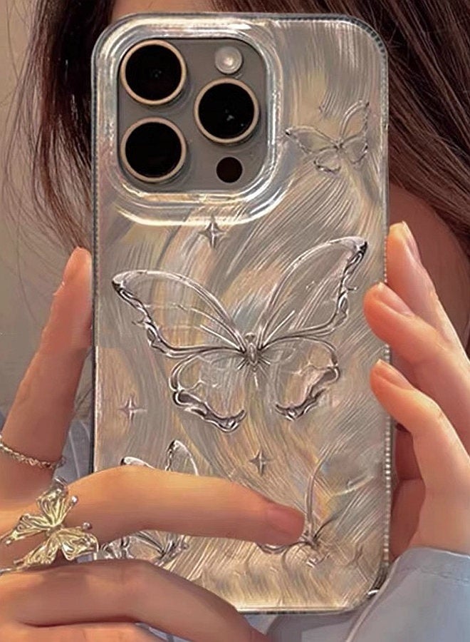 Case for iPhone 16 Pro Max with Cute Butterfly，Sparkly Pearl Wrist Strap，Bling Shockproof iPhone 16 Pro Max Cover，Portable iPhone Cover for Women&Girls Gift - Image 5