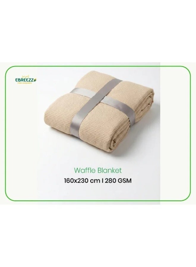 EBREEZZ Premium Waffle Cotton Blanket – 160×230 cm | 280 GSM - Image 1