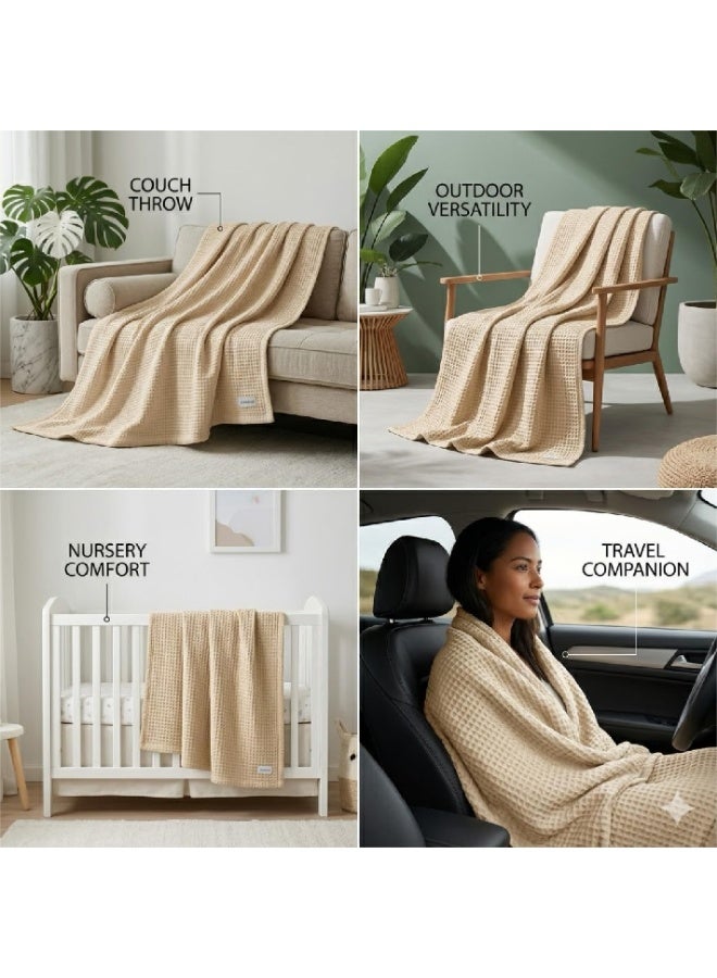 EBREEZZ Premium Waffle Cotton Blanket – 160×230 cm | 280 GSM - Image 4