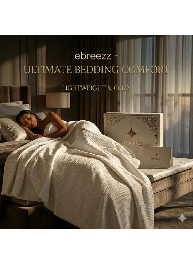 EBREEZZ Premium Waffle Cotton Blanket – 160×230 cm | 280 GSM - Image 5