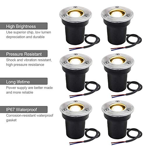 SUNRIVER Low Voltage Landscape Lights,1W Outdoor In-Ground Lights 12V-24V LED Landscape Lighting for Paver, Deck, Step, Garden, IP67 Waterproof (6 Pack Warm White) - Image 2