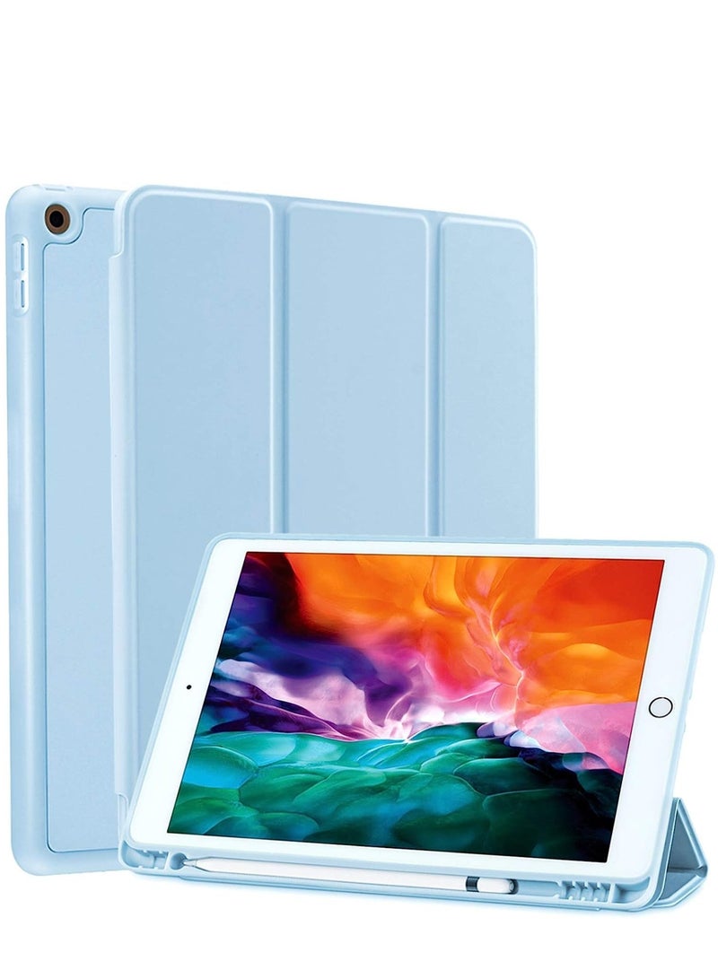 ELTRAZONE Compatible iPad 10.2-Inch Case (9th/8th/7th Generation, 2021/2020/2019) with Pencil Holder - Slim Soft TPU Smart Trifold Stand Protective Full Body Cover, Auto Sleep/Wake - Light Blue - Image 1