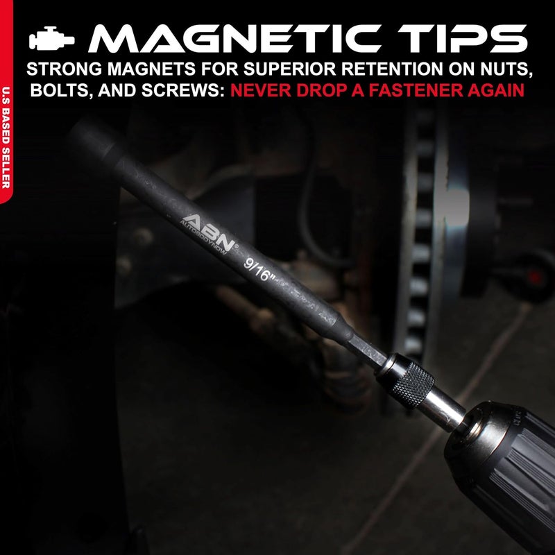 ABN 9/16 IN Impact Nut Driver Tool - SAE 6 IN Long Shank Nut Driver Bits Magnetic Tip Sockets, 1/4 IN Hex Shank - Image 3
