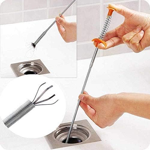 Hair Catching Claw Drain Sewer Cleaner Spring Wire Sink Pipe Dredge Cleaning Stick Drain Plunger Unblocked Kitchen Bath Basin Hair Remover Tool (60 CM)(Pack of 1)  - Image 3