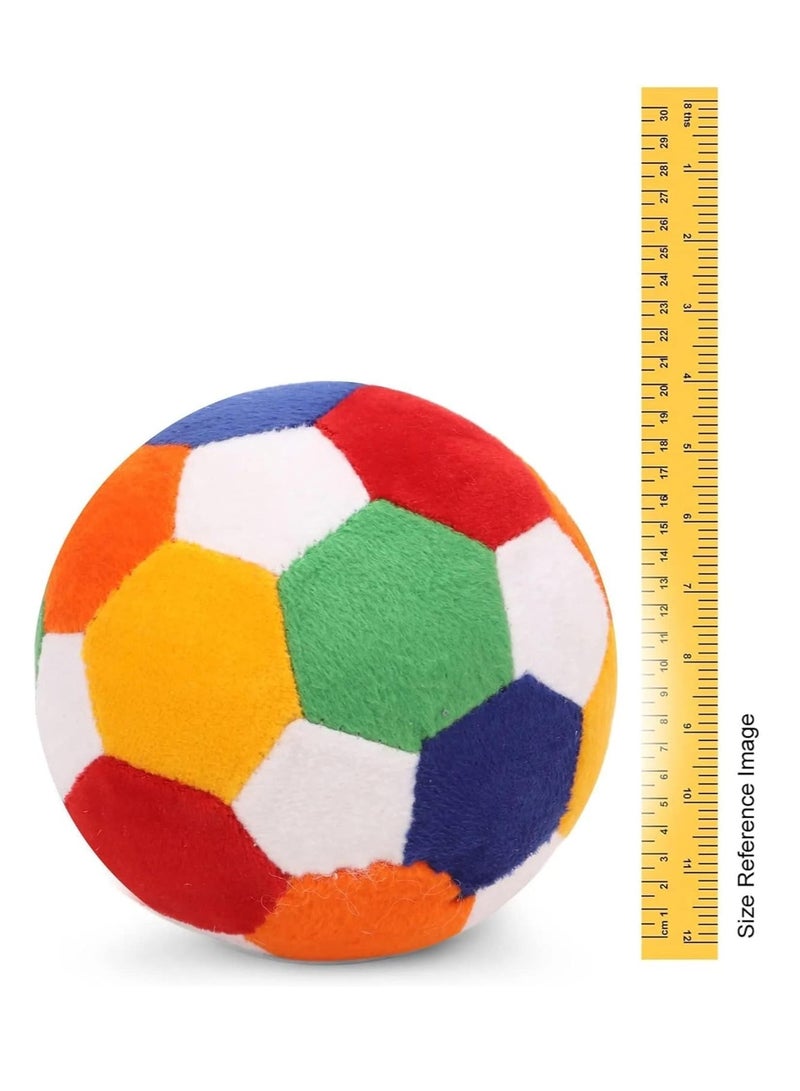 ALLKING Baby soft soccer | football | plush toy ball (5 Inches/13cm) And Cat Face Rattle Cum Soft Toy Ring – Orange (Combo Pack) - Image 5