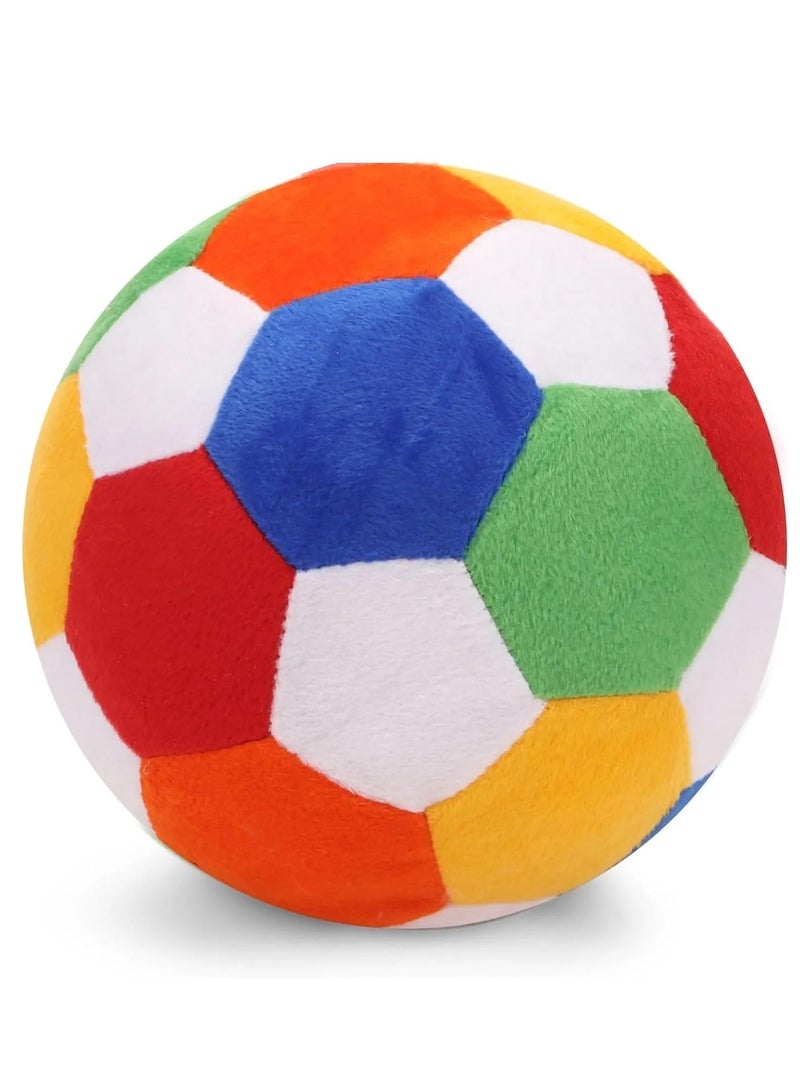 ALLKING Baby soft soccer | football | plush toy ball (5 Inches/13cm) And Cat Face Rattle Cum Soft Toy Ring – Orange (Combo Pack) - Image 3