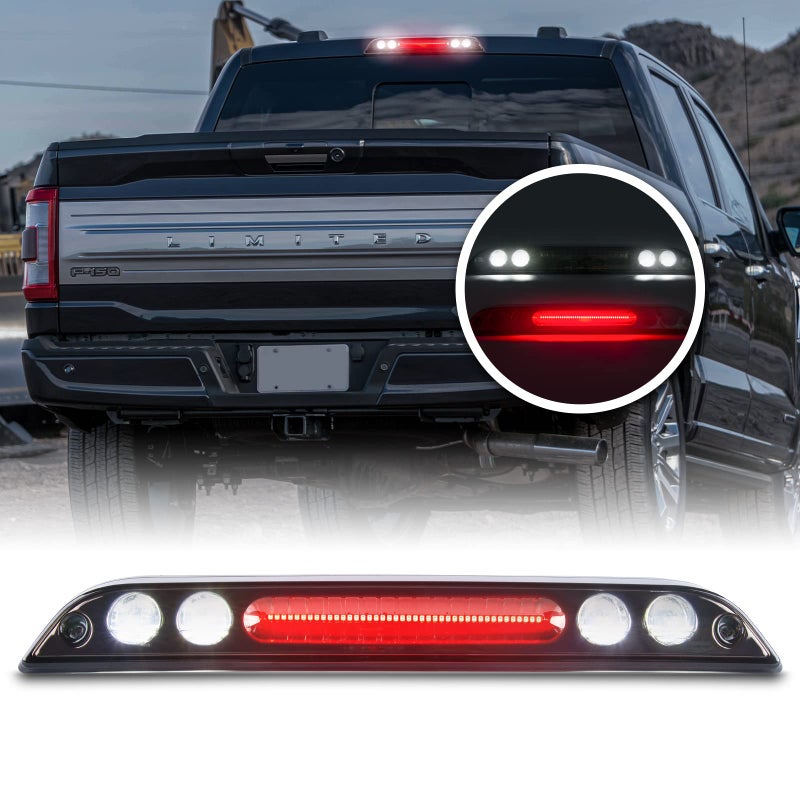 Gempro LED 3rd Brake light for Ford F150 High Mount Stop light Cargo light Rear Cab Roof Center Tail Third Brake Light, Smoke Lens (2015-2020 F150) - Image 1