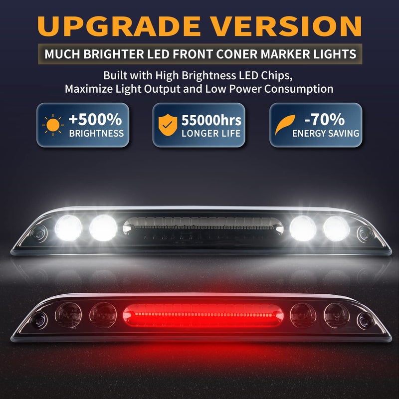 Gempro LED 3rd Brake light for Ford F150 High Mount Stop light Cargo light Rear Cab Roof Center Tail Third Brake Light, Smoke Lens (2015-2020 F150) - Image 2