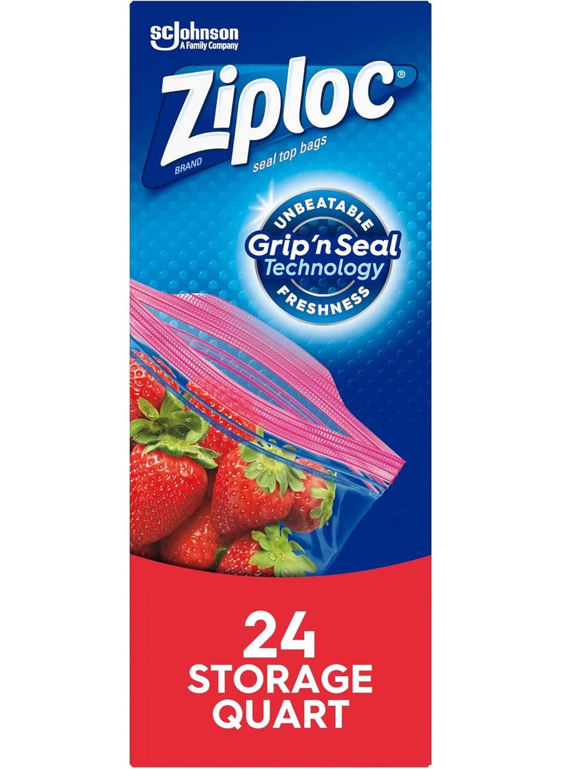 Ziploc Ziploc Quart Food Storage Bags Grip n Seal Technology for Easier Grip Open and Close 24 Count  - Image 1