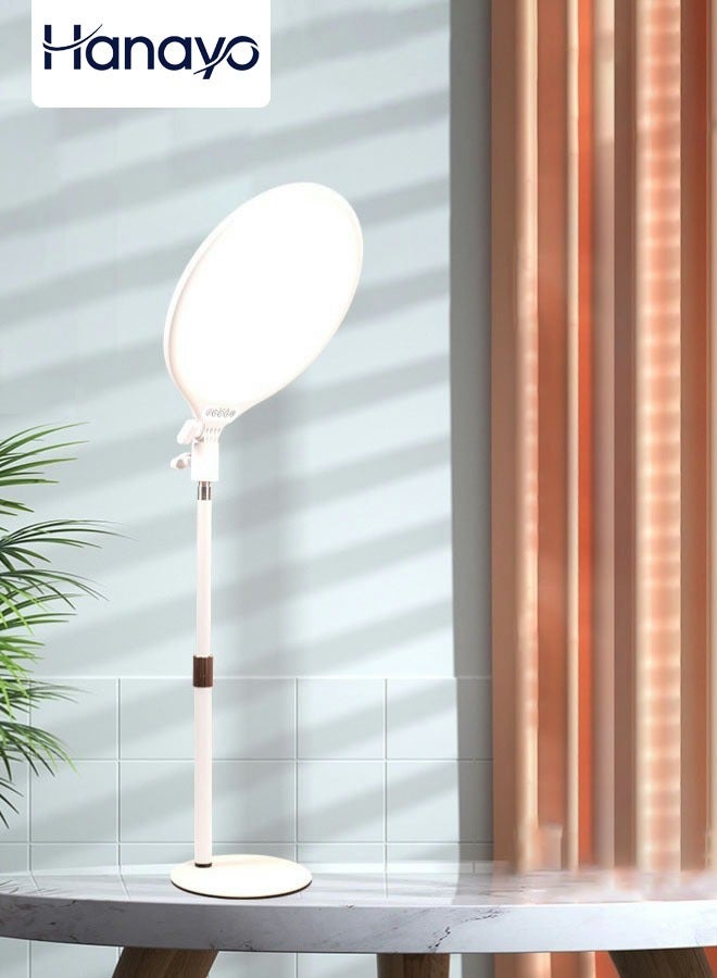 Hanayo ضوء تصوير ضوء مكتب حلقة ضوء لتسجيل الفيديو ضوء مكتب قابل للتعديل ضوء LED كامل الشاشة للفيديو للمكياج البث المباشر اجتماع زوم مؤتمر فيديو الكمبيوتر (أبيض) - Image 1