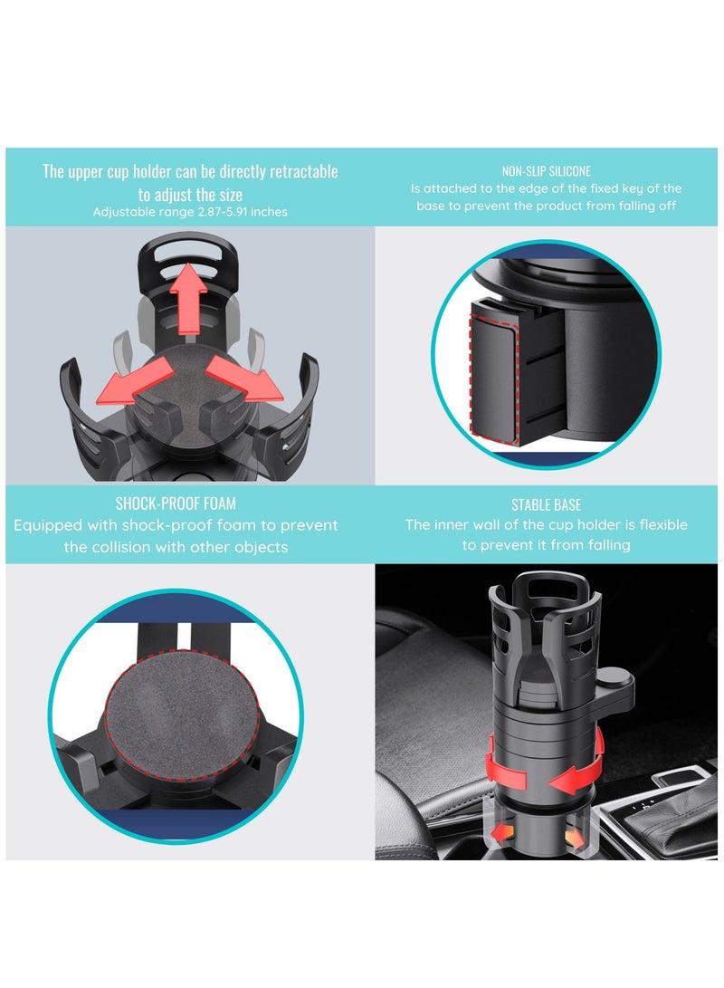 4-in-1 Car Cup Holder Expander, Adjustable Base Organizer with 360-Degree Rotation, Multifunctional Cup Mount Stand Extender for All Vehicle Types. - Image 4