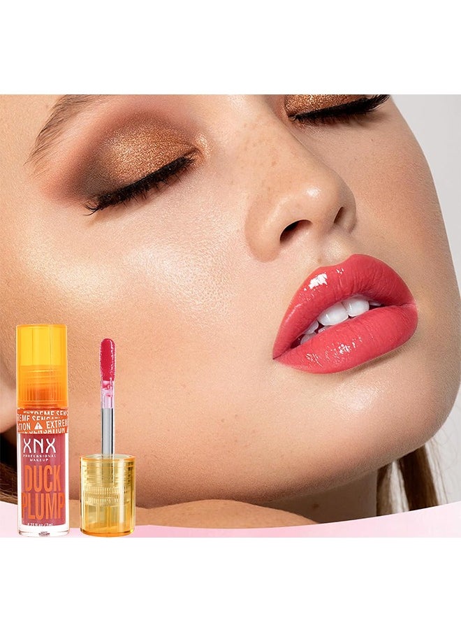 XNX - Duck Plump Lip Plumping Lacquer, Fat Lip Oil Lip Glaze, Glitter Shine Primer Lip Clear Plumping Lip Gloss, High Pigment No Sticky Lip Gloss, Lip Plumper Gloss Make Lips Fuller - Image 1