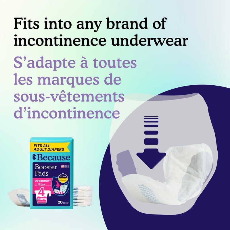 Because Overnight Booster Pads Fit All Adult Diapers, Helps Keep Your Adult Diaper Active All Night, Adds 4 Cups to Incontinence Underwear, Extra Absorbency, 45 Count - Image 4