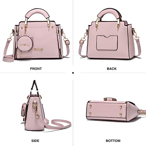 Xiaoyu Fashion Purses and Handbags for Women Ladies Crossbody Bags Top Handle Satchel Shoulder Bags Small Totes (Pink) - Image 2