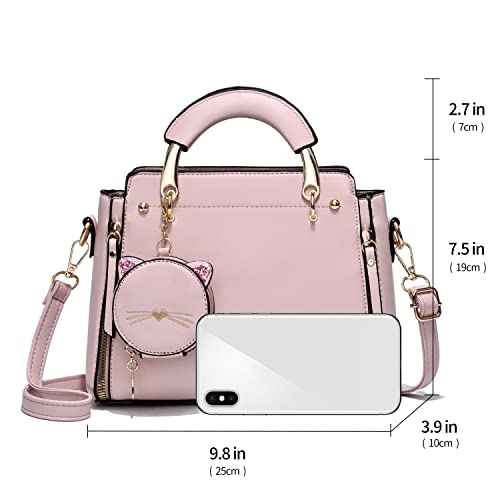 Xiaoyu Fashion Purses and Handbags for Women Ladies Crossbody Bags Top Handle Satchel Shoulder Bags Small Totes (Pink) - Image 3