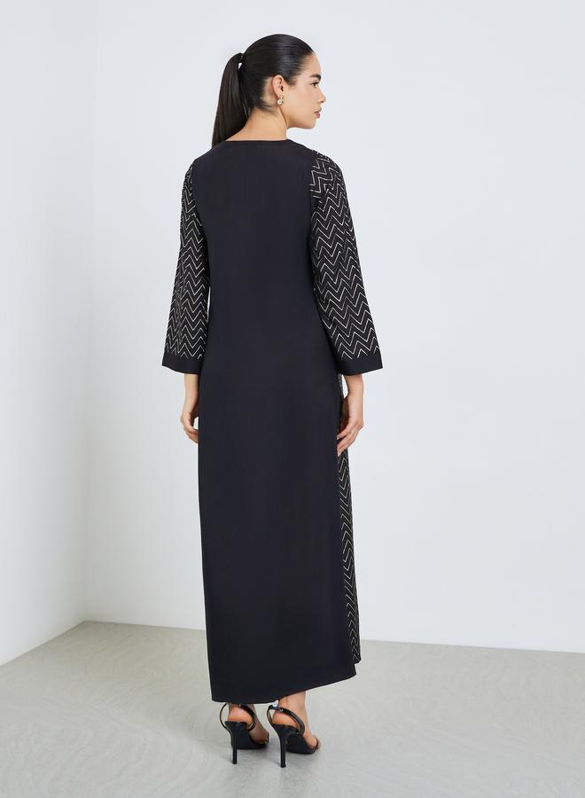 Amirah Women Zig Zag Foil Print Jalabiya - Image 5