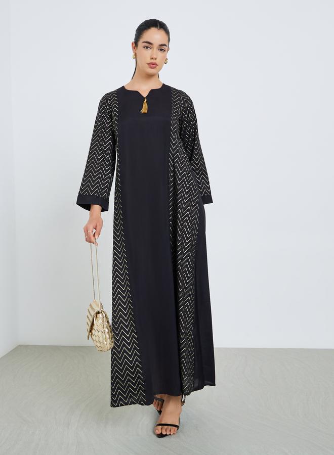 Amirah Women Zig Zag Foil Print Jalabiya - Image 1