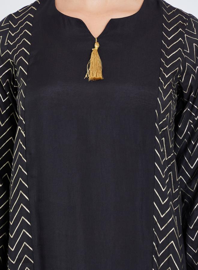 Amirah Women Zig Zag Foil Print Jalabiya - Image 4