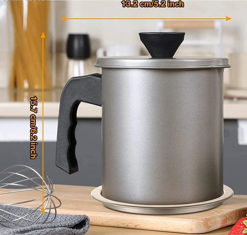 Gnanex Oil Filter Pot Grease Container with Strainer Cooking Kitchen Tank Stainless Steel Household Lid for Storage Jar Lid for Cooking Oil Frying Oil DisposalStorage Can 15 L - Image 3