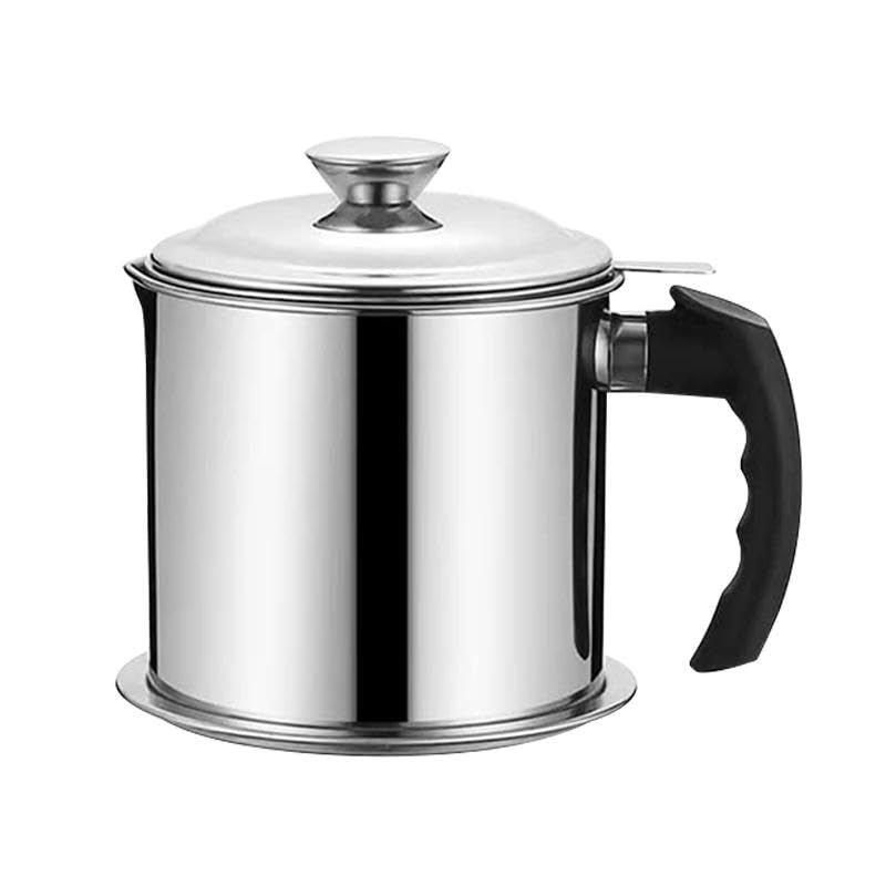 Gnanex Oil Filter Pot Grease Container with Strainer Cooking Kitchen Tank Stainless Steel Household Lid for Storage Jar Lid for Cooking Oil Frying Oil DisposalStorage Can 15 L - Image 1