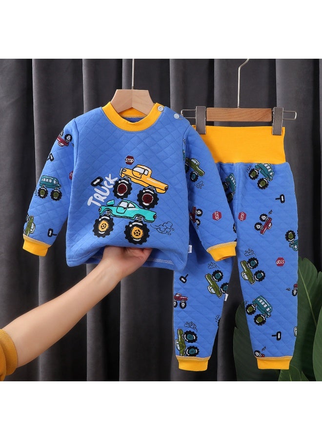 Kidsren's Thermal Intimates Set Three-layer Quilted Thickeneding Boys And Girls Autumn And Winter Home Clothes Baby Kidsren's Clothing