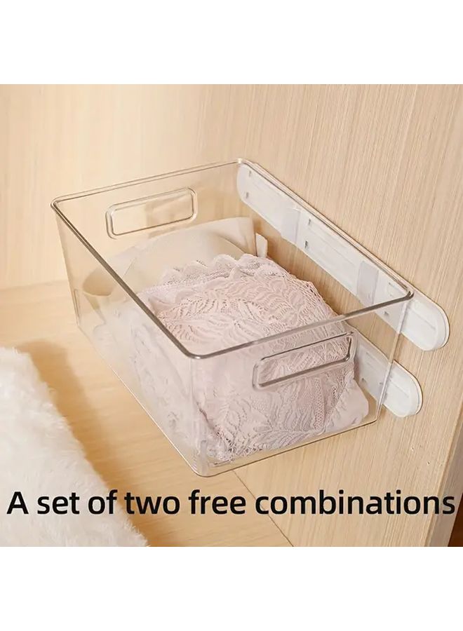 2Pcs White Plastic Drawer Slides No Punch Side Mute Track Cabinet Storage Organizer - Image 2