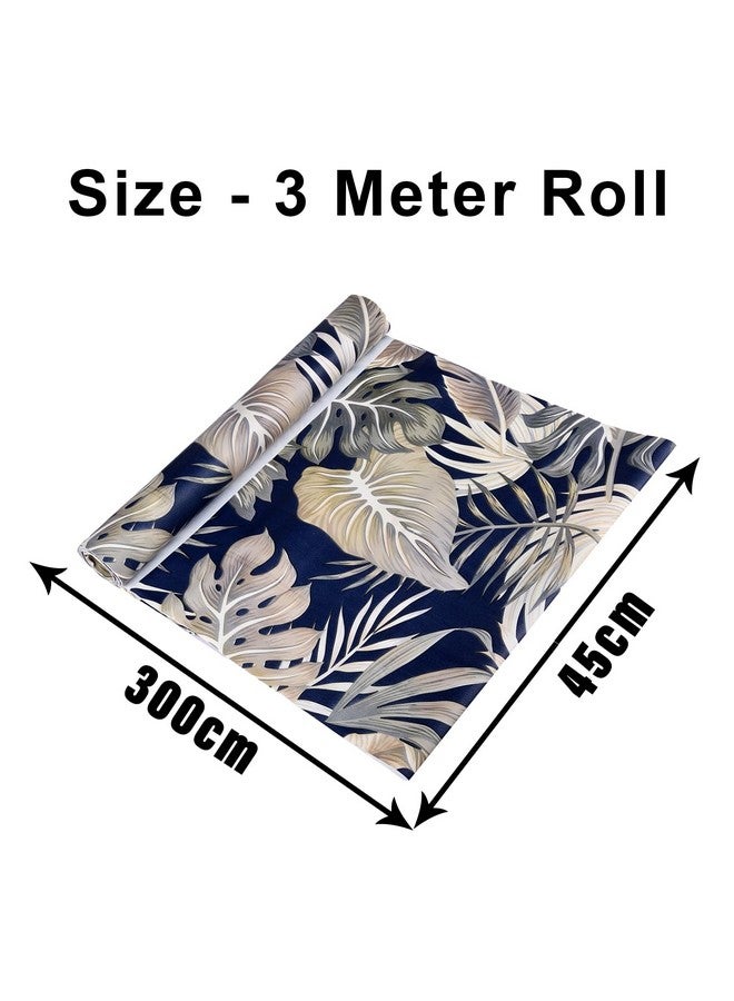 Kuber Industries Kuber Industries polyvinyl chloride Shelf Liner|Kitchen Cabinet Shelf Protector|Kitchen Liners for Cabinets and Drawers|Drawer Liner Mat|Green Leaf Shelf Liner Cabinet Mat|3 MTR|Pack of 2|Blue  - Image 3