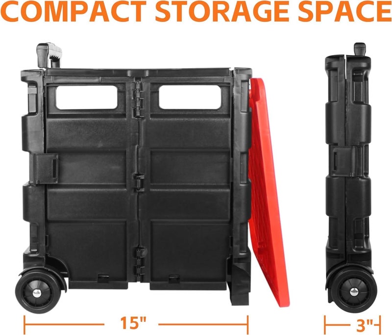 MaxWorks 50830 Collapsible Black Rolling Folding Dolly Cart for Teachers  MultiFunctional Teacher Dolly with Extra Storage Durable Wheels and EasytoFold Design for Classroom Office Shopping - Image 4