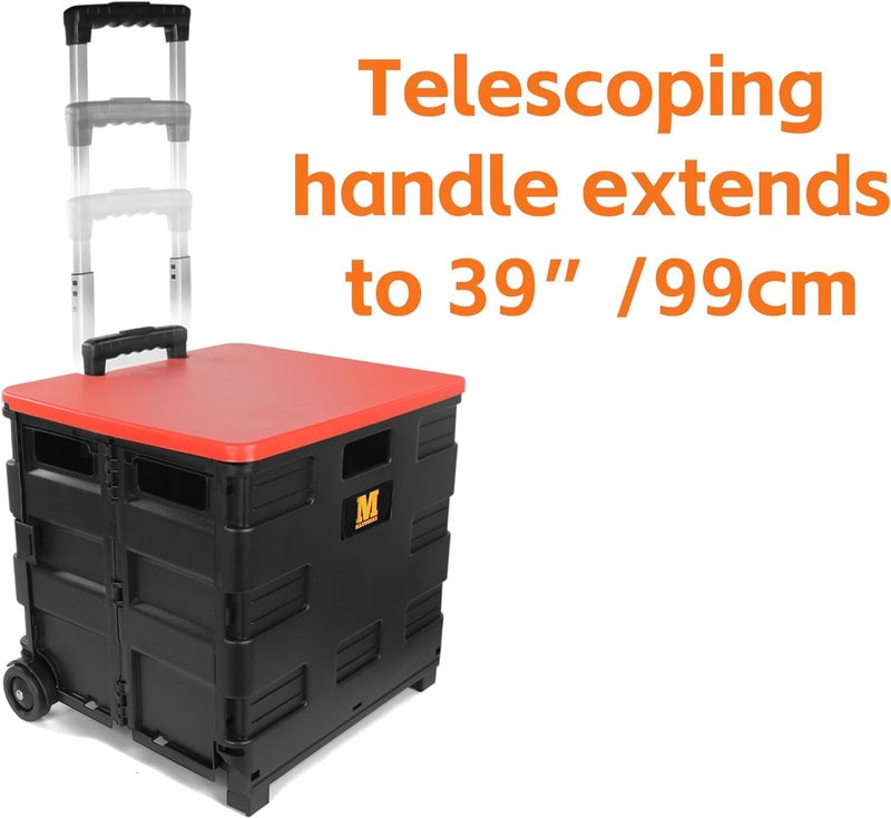 MaxWorks 50830 Collapsible Black Rolling Folding Dolly Cart for Teachers  MultiFunctional Teacher Dolly with Extra Storage Durable Wheels and EasytoFold Design for Classroom Office Shopping - Image 2