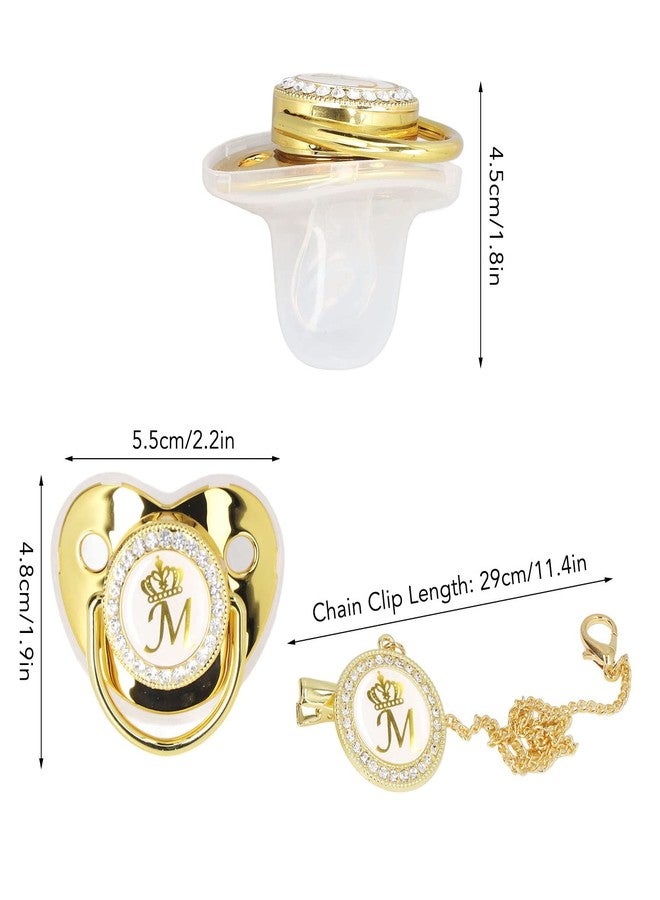 GLOGLOW Baby Pacifier, Bling Golden Alphabet 26 Letters Infant Newborn Soother with Clips for Boys Girls 6-18 Months Home Travel Use - Image 4