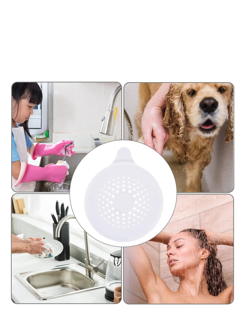 Shower Drain Hair Catcher, 4 Pcs Silicone Drain Protector, Sink Strainer Protector, with Suction Cups Strainer Trap, Strainer Plug Trap Filter Drain Covers for Sinks Bathroom, Bathtub, Kitchen - Image 2