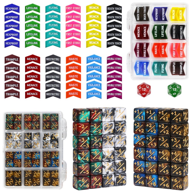 FIGURESLAB 110PCS MTG Tokens 12mm Magic Counter 11 MTG Dice Set Buff Ability Keywords Tokens Life Counters 6 Sided Dice Compatible with Magic The Gatering CCG TCG Magic Card Game Accessories - Image 3