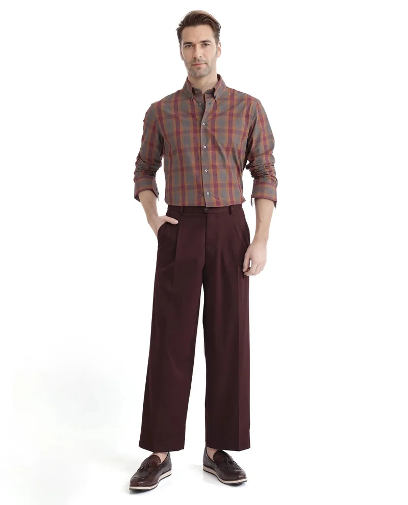 Rare Rabbit Rare Rabbit Men's Rudo Dark Grey Cotton Fabric Full Sleeve Regular Fit Checks Shirt