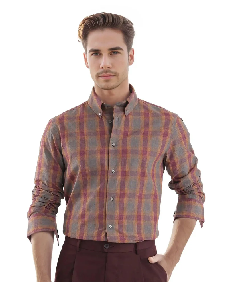 Rare Rabbit Men's Regular Fit Checkered Shirt