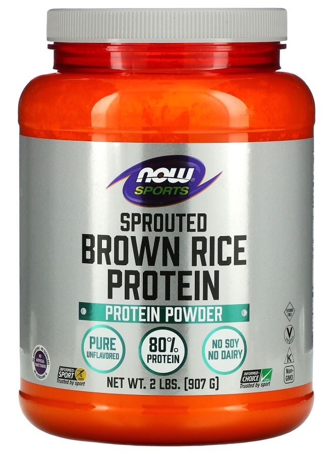 now Sports Sprouted Brown Rice Protein Powder Pure Unflavored 2 lbs (907 g)