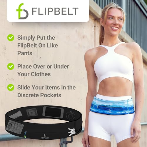 FlipBelt Zipper Running Belt, Waist Pack for Fitness and Running Fanny Pack for Women Men Phone Keys Money US Company - [Black] - [Medium] - Image 5