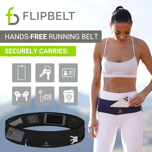 FlipBelt Zipper Running Belt, Waist Pack for Fitness and Running Fanny Pack for Women Men Phone Keys Money US Company - [Black] - [Medium] - Image 2